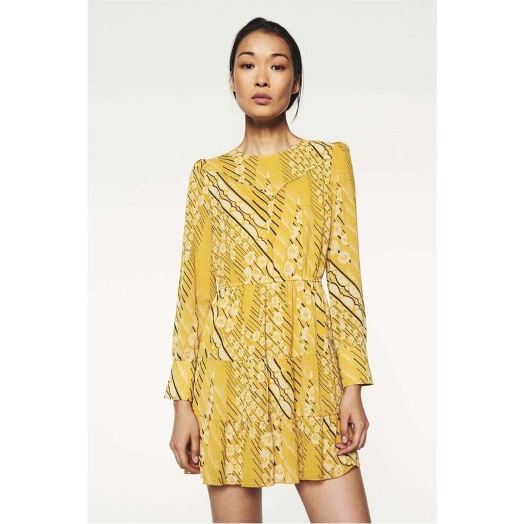 Ba&Sh Yellow Patterned Mini Dress